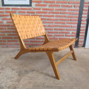 teak leather lounge chair