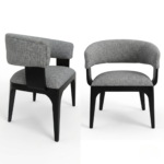 Modern grey dining chair black frame side view