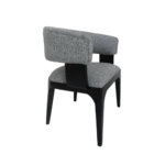 Black frame dining chair grey seat close up detail