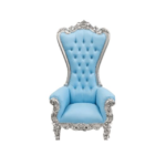 premium throne chair 1 seater royal blue with silver carved frame