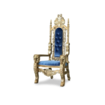premium throne chair 1 seat – royal gold carved blue velvet luxury