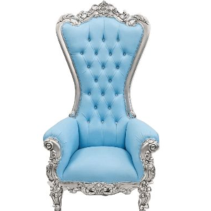premium throne chair 1 seater royal blue with silver carved frame