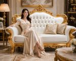 premium luxury royal gold 2 seater sofa – hand carved classic