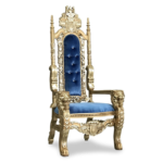 premium throne chair 1 seat – royal gold carved blue velvet luxury