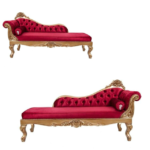 premium chaise lounge 1 seat luxury classic red velvet solid wood