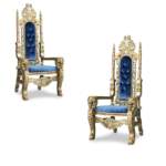 premium throne chair 1 seat – royal gold carved blue velvet luxury