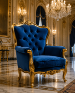royal velvet throne chair – hand carved gold leaf masterpiece