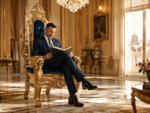 premium throne chair 1 seat – royal gold carved blue velvet luxury