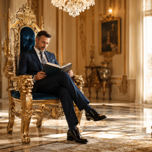 premium throne chair 1 seat – royal gold carved blue velvet luxury