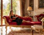 premium chaise lounge 1 seat luxury classic red velvet solid wood