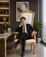 premium royal gold throne chair – 1 set luxury accent