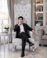 premium luxury silver throne chair – 1 set elegant design