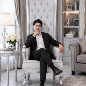 premium luxury silver throne chair – 1 set elegant design