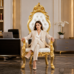 luxury gold throne chair with white tufted upholstery – premium comfort set
