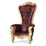 premium royal throne chair no. 1 with burgundy leather and gold carved frame