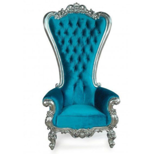 premium throne chair no. 1 luxury royal blue velvet with silver carved frame