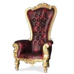 premium royal throne chair no. 1 with burgundy leather and gold carved frame