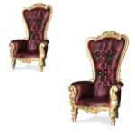 premium royal throne chair no. 1 with burgundy leather and gold carved frame