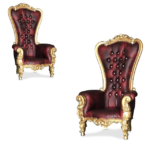 premium royal throne chair no. 1 with burgundy leather and gold carved frame